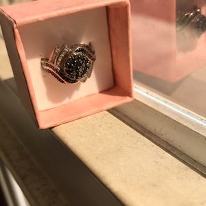 Black and diamond ring silver